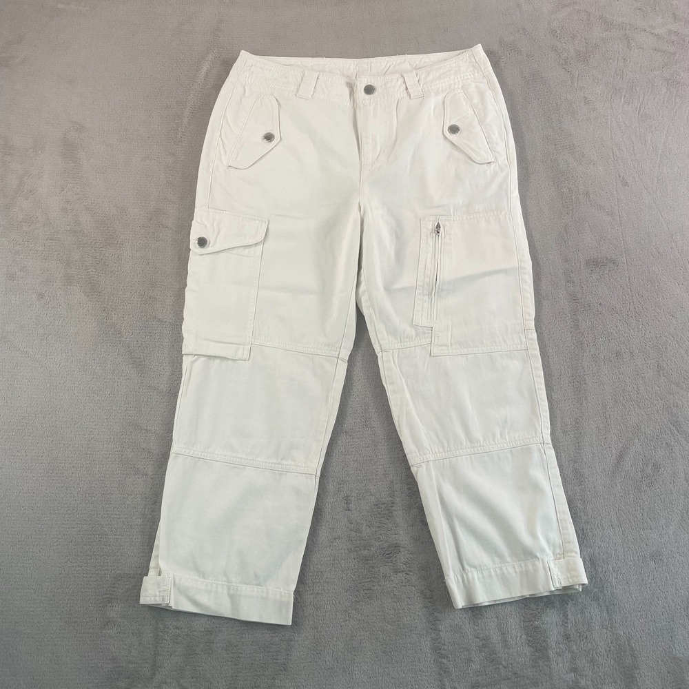 Lauren Ralph Lauren Paratrooper Cargo Pants Women 8P White Cinch Hem‎ Active LRL